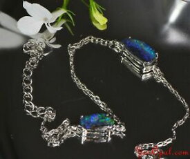 【送料無料】ネックレス　オパールオーストラリアオパールオパールsolid boulder opal bracelet, australian natural opal, opal chain, handmade, her