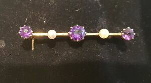 yzlbNX@Be[WS[hAWXgp[u[`vintage 15 ct gold amethyst amp; pearl brooch