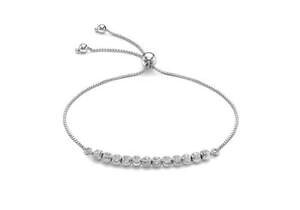 �y���������z�l�b�N���X�@�z���C�g�S�[���h�{�[���`�F�[���u���X���b�g9ct white gold ball amp; chain adjustable bracelet maximum 23cm9