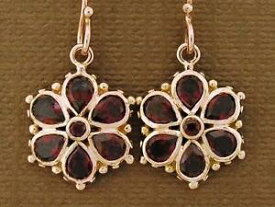 【送料無料】ネックレス　ソリッドローズゴールドガーネットデイジードロップイヤリングe036 genuine 9ct solid rose gold natural garnet daisy blossom drop earrings