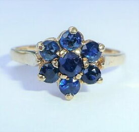 【送料無料】ネックレス　ゴールドサファイアデイジークラスタリングサイズ9ct gold sapphire daisy cluster ring, size m