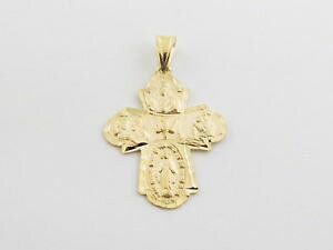 yzlbNX@y_g27O14kCF[S[h414k yellow gold 4 way cruciform blessed saints cross pendant 27 grams