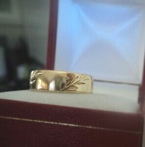 �y���������z�l�b�N���X�@�C�G���[�S�[���h�I���[�u�c���[���[�t�T�C�Yunusual 9ct yellow gold modernist olive tree leaf wedding ring hm 1985 size n