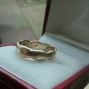 yzlbNX@CG[[YS[ht@bVOTCY9ct yellow amp; rose gold weave patterned wedding or fashion ring c1980s size m