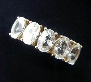 �y���������z�l�b�N���X�@�S�[���h�z���C�g�g�p�[�Y�����O�T�C�Y10ct gold white topaz five stone ring, size m