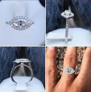 yzlbNX@3ctJbgzCgmoissanite925X^[O3ct marquise cut white moissanite halo engagement ring 925 sterling silver