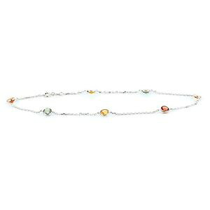 yzlbNX@kzCgS[huXbgTt@CAC`14k white gold gemstone anklet bracelet with multicolor sapphires 9 inches