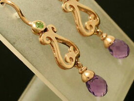 【送料無料】ネックレス　ソリッドローズゴールドアメジストドロップイヤリングe056 genuine 9ct solid rose gold natural amethyst briolette drop earrings