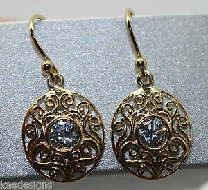 �y���������z�l�b�N���X�@�C�G���[�z���C�g���[�Y�S�[���h�t�b�N�C�������Okaedesigns,9ct yellow white rose gold white stone oval filigree hook earrings