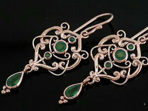�y���������z�l�b�N���X�@k���[�Y�S�[���h�G�������h�C�������O�h���b�ve104 ornate genuine 9k rose gold natural emerald drop dangle earrings filigree