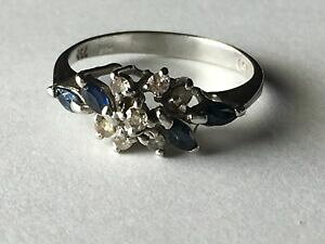 yzlbNX@listingsolidzCg18ctO7502grTt@CA listingsolid white gold 18ct ring 750 blue sapphire stunning wedding 2gr