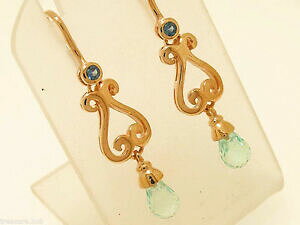 yzlbNX@\bh[YS[hTt@CAgp[YhbvCOXN[e056 genuine 9k solid rose gold natural sapphire amp; topaz drop earrings scrolls