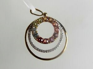 【送料無料】ネックレス ファンシーサファイヤペンダントkゴールドレッドオレンジイエローサファイアfancy sapphire pendant, circles, 9k gold red, orange, yellow sapphire