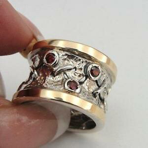 yzlbNX@n_fUCi[nhChCG[S[hVo[K[lbgO~hadar designers handmade 9k yellow gold 925 silver garnet cz ring 7,75,8,9 ms