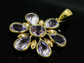 【送料無料】ネックレス　ソリッドイエローゴールドアメジストデイジーペンダントp101 genuine 9ct solid yellow gold natural amethyst daisy pendant flower blossom