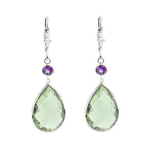 yzlbNX@kzCgS[hCOiVO[AWXgAvAWXg14k white gold earrings with pear shape green amethyst amp; round purple amethyst