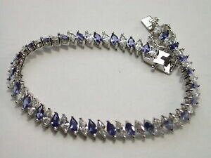 yzlbNX@^UiCgejXuXbgkzCgS[hVo[1100ct marqurie tanzanite amp; cz womens tennis bracelet 14k white gold fn silver