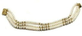 【送料無料】ネックレス　ポテトパールブレスレットゴールドビーズpotato pearl bracelet w gold beads, 3 strands