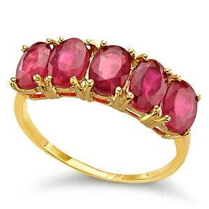 �y���������z�l�b�N���X�@�\���b�h�C�G���[�S�[���h�A�t���J�����r�[�����O�T�C�Y14k solid yellow gold 333 ctw african ruby 5 stones ring size n 7