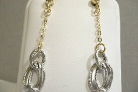 【送料無料】ネックレス　イエローゴールドイヤリングホワイトktキーリングyellow gold earrings white 18kt bicolor hanging to key ring woman girl