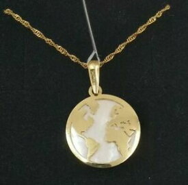 【送料無料】ネックレス　ペンダントチェーンゴールドpendant with chain gold 18k map globe with mother of pearl