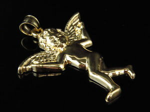【送料無料】ネックレス mens10kイェローゴールドaaaペンダント15mens ladies solid 10k yellow gold aaa grade hand made angel charm pendant 15