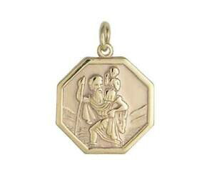 yzlbNX@S[hCG[ZgNXgt@[y_g9ct gold yellow medium octagonal st christopher pendant