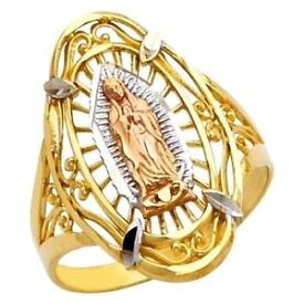 【送料無料】ネックレス　ゴールドメアリーリングレディー14k tri color gold fancy virgen de guadalupe lady of mother mary religious ring
