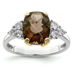 yzlbNX@X^[OVo[ANZgX[L[NI[czCggp[YO925 sterling silver amp; 14k accent smoky quartz and white topaz ring