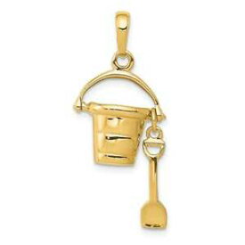 【送料無料】ネックレス　イエローゴールドペールショベルペンダント14k yellow gold polished 3dimensional moveable pail amp; shovel pendant