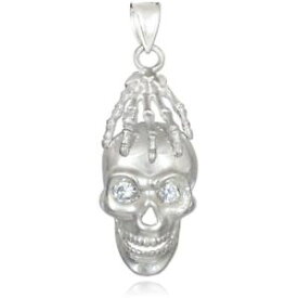 【送料無料】ネックレス　クリアペンダントチェーンsilver skull and hand clear cz eyes pendant come with an 18 chain