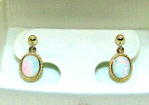 yzlbNX@9ct hallmarked yellow gold cabochon oval fire opal20mm x 10mm drop earrings9ct hallmarked yellow gold cabochon oval fire o