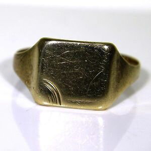 �y���������z�l�b�N���X�@�A�[���f�R9ct�C�F���[�S�[���h�T�C�Yu�P1014art deco 9ct yellow gold signet ring size u ~ us 10 14