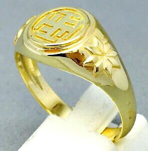 �y���������z�l�b�N���X�@�C�G���[�S�[���h�p�X�M���V���V���{���T�C�Y9ct yellow gold pathopen greek symbol mans signet ring size w 1040