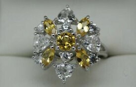 【送料無料】ネックレス　9ctホワイトゴールドトパーズジルコン サイズnstunning 9ct white gold yellow sapphire and white zircon ring size n