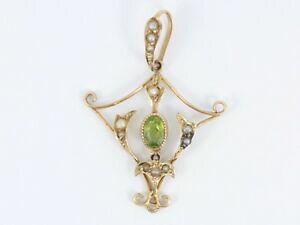 yzlbNX@rNgAyhbgPVy_g9ctBe[Wn96victorian peridot and seed pearl pendant 9ct gold vintage n96