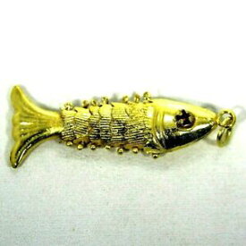 【送料無料】ネックレス　ビンテージイエローゴールドペンダントvintage articulated fish 14k 14ct yellow gold pendant charm