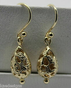 �y���������z�l�b�N���X�@���[�Y�S�[���h�e�B�A�h���b�v�C�������Okaedesigns 9ct yellow or white or rose gold 375 tear drop filigree earrings