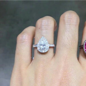 �y���������z�l�b�N���X�@050 crt�i�V�J�b�gfvvs1 cc moissanite14k�z���C�g�S�[���h050 crt pear cut fvvs1 camp;c moissanite engagement ring 14k white gold over