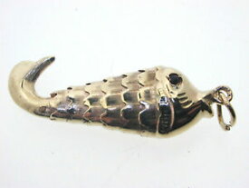 【送料無料】ネックレス　イエローゴールドarticulated fish 9ct yellow gold fish charm 24g