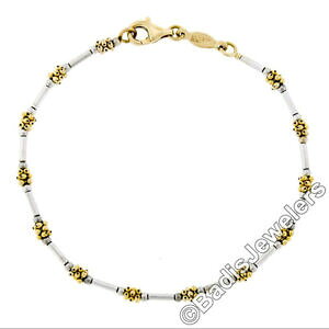 �y���������z�l�b�N���X�@�C�^���Ak�z���C�g�C�G���[�S�[���h�{�[���N���X�^�[�V�����_�o�[�����N�u���X���b�gitalian 14k white amp; yellow gold 675 ball cluster amp; cylinder bar link bracele