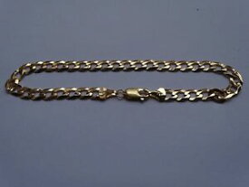 【送料無料】ネックレス　イエローゴールドフラットチェーンブレスレット9ct yellow gold flat curb chain bracelet