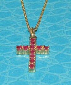 【送料無料】ネックレス　ゴールドルビークロスチェーンセットstunning secondhand 9ct gold ruby set cross pendanton chain 46cm