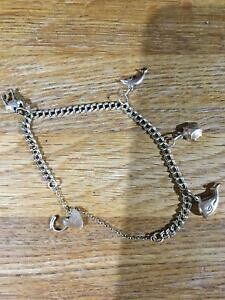�y���������z�l�b�N���X�@�S�[���h�_�u�������N�u���X���b�g�r���e�[�Wstunning 9ct gold 7 14 double link charm bracelet fully hallmarked vintage