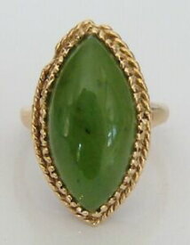 【送料無料】ネックレス　ビンテージゴールドオリーブグリーンヒスイリングサイズbeautiful vintage 14ct gold olive green jade ring size k