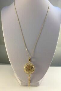 �y���������z�l�b�N���X�@�`�F�[���S�[���h�^�b�Z���y���_���g9ct gold geometric tassel pendant on 18 traditional curb chain 32gm