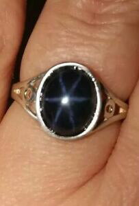 yzlbNX@X^[Tt@CAX^[O925TCYm vtgcertified natural star sapphire ring solid sterling 925 silver size m vtg