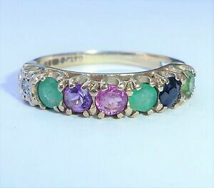 yzlbNX@S[hOTCY9ct gold dearest ring, multi gemstone, size i12