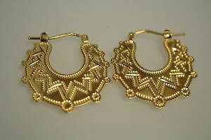�y���������z�l�b�N���X�@�S�[���h�\���b�h�t���b�g�W�v�V�[�C�������O9ct gold solid flat gypsy earrings