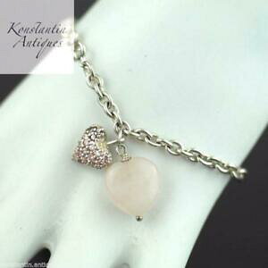 yzlbNX@X^[O][cX^[O[YNH[cn[gy_gVo[uXbg`F[sterling silver bracelet chain with rose quartz heart pendant